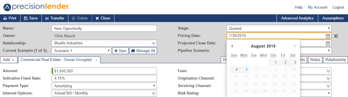 Updating Opportunity Pricing Dates PrecisionLender Support Center