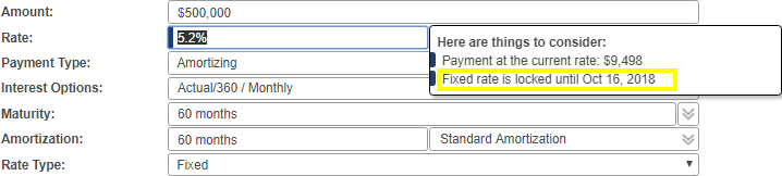 Shows the notification pop-up window when rate field is selected