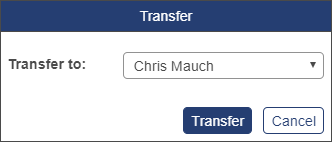 Shows the transfer popup window on the opportunity screen