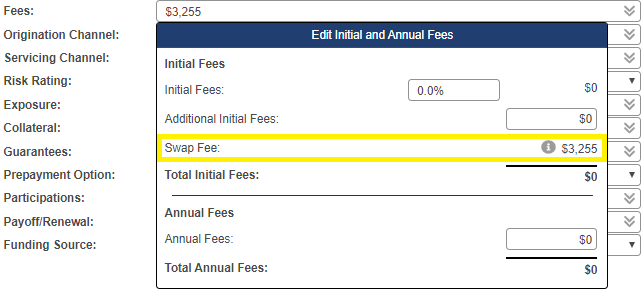 Shows the swap fee info in the Fees section