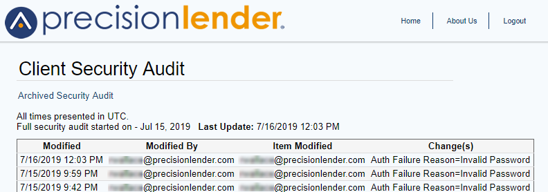 Security Audit Report – PrecisionLender Support Center