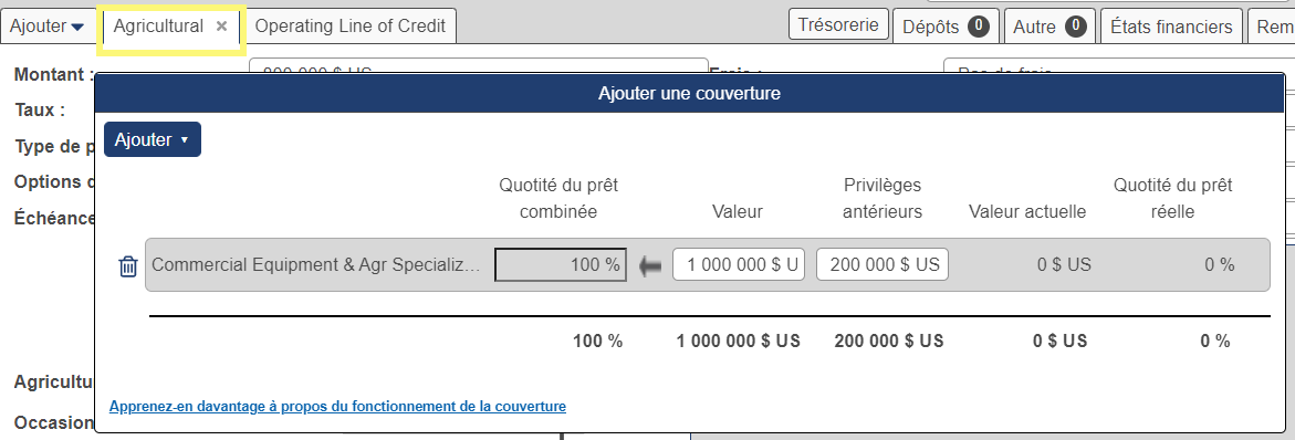 Montre un investissement immobilier commercial de 2 000 000 $ avec une garantie de 8 000 000 $ et des privilèges de rang antérieur de 1 000 000 $